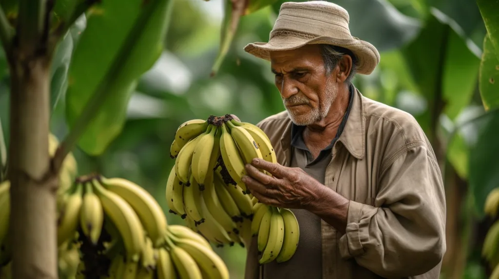 A local farmer reviewing his bananas