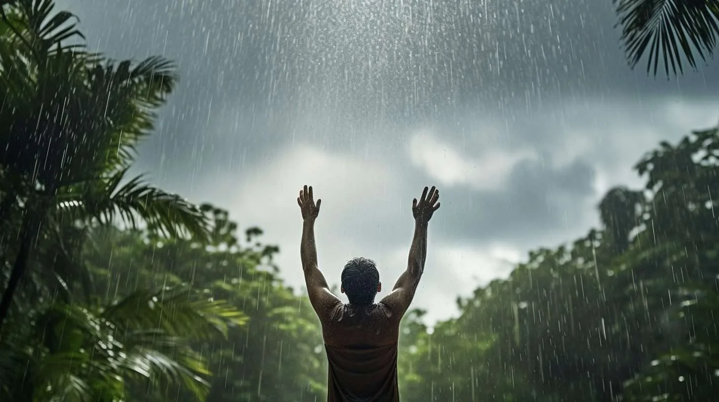Man-in-the-rain man enjoying the rain