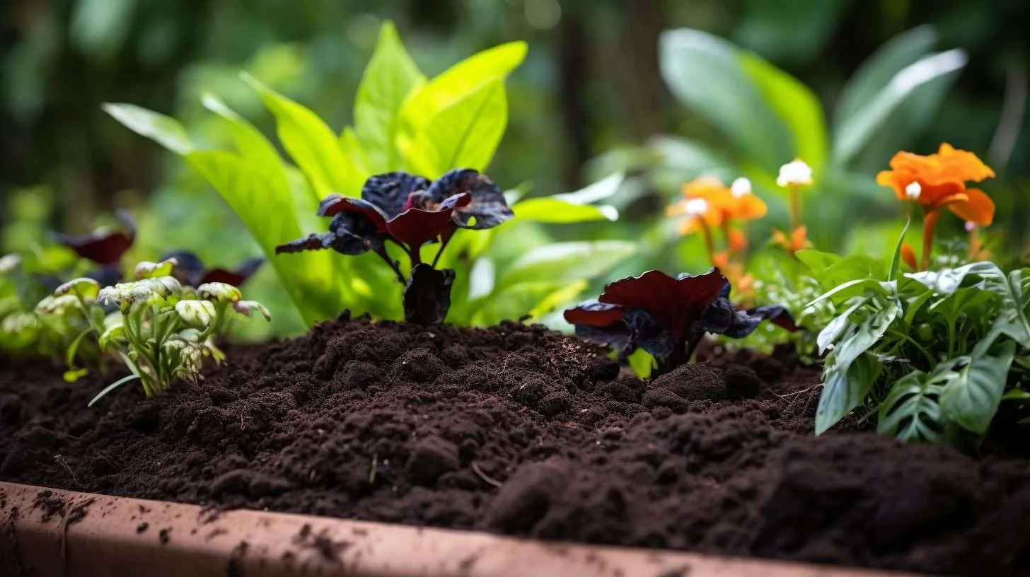 a garden bed using compost from human waste