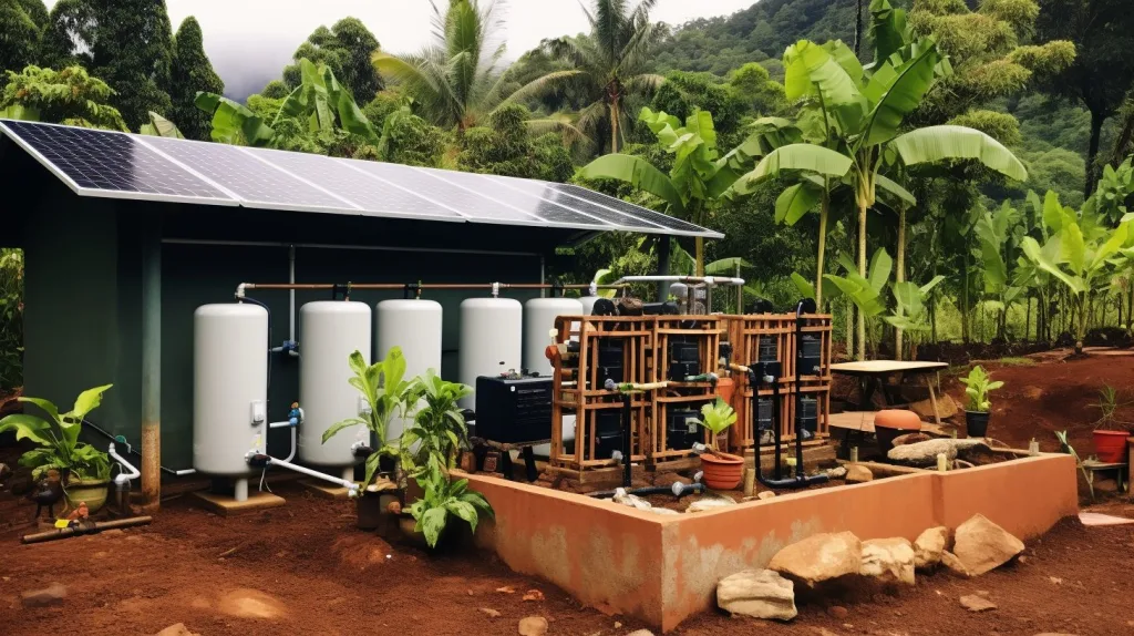 a rainwater irrigation system in the rainforest