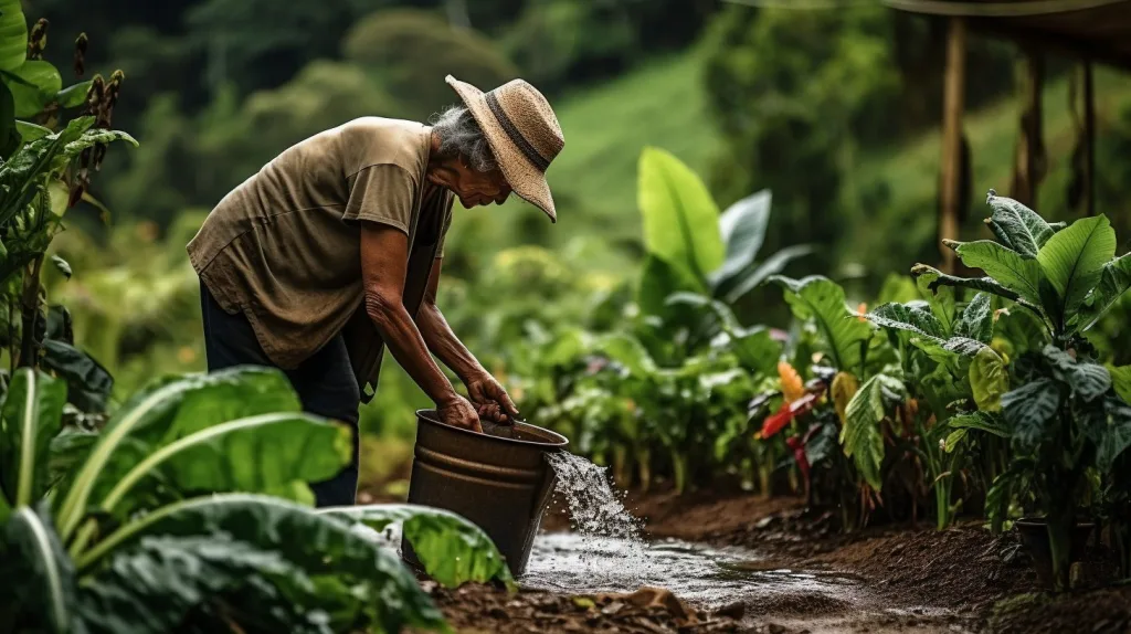woman using rainwater to grow food