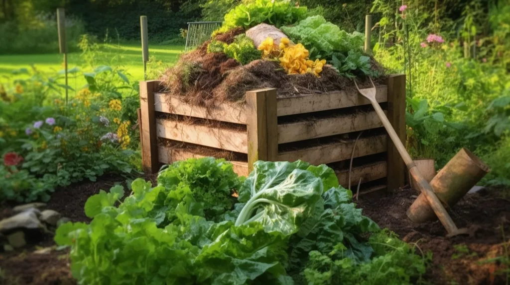 A compost bin outside in a homestead