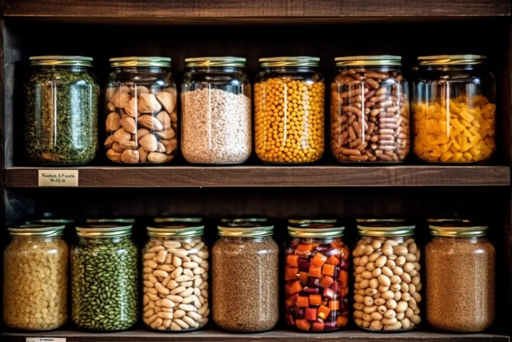 A selection of stored dried food