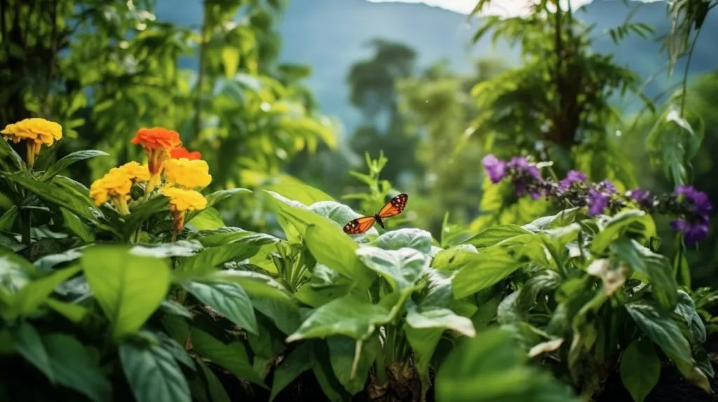insect being attracted to the flowers to assist with companion planting