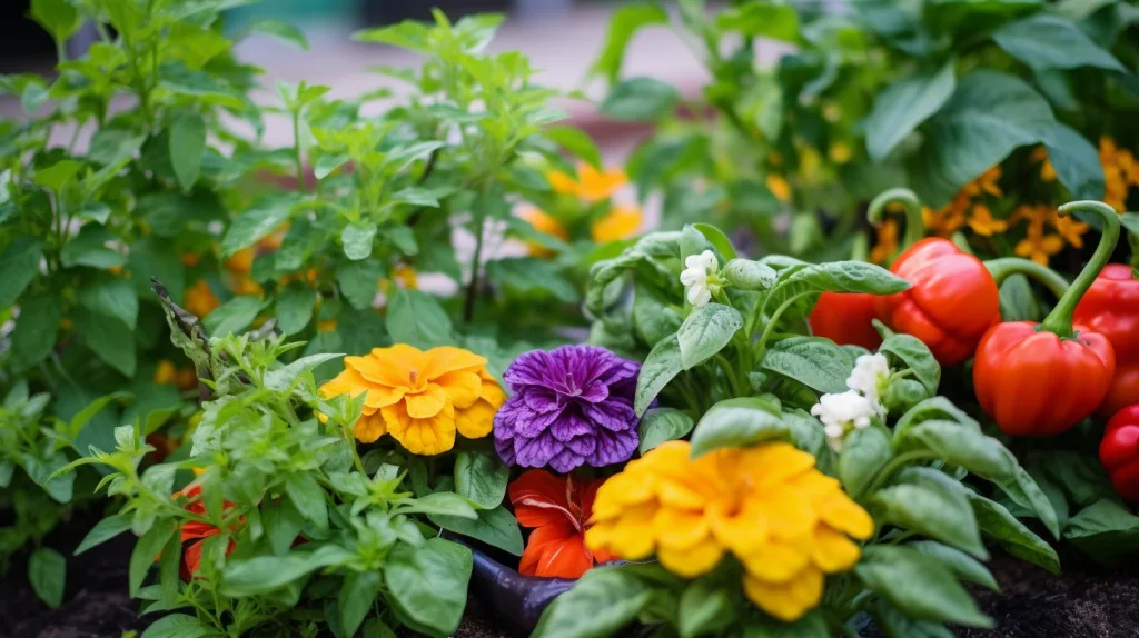 certain flowers growing with some vegetables in Companion planting