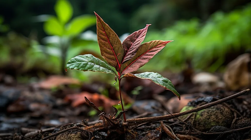 A single weed in a garden bed wilting away