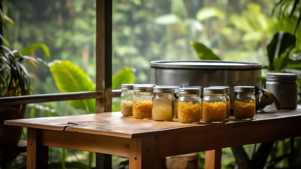 The fermentation process at an off-grid homestead