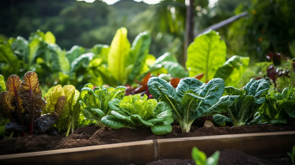 A close up shot of fresh produce grown in garden beds