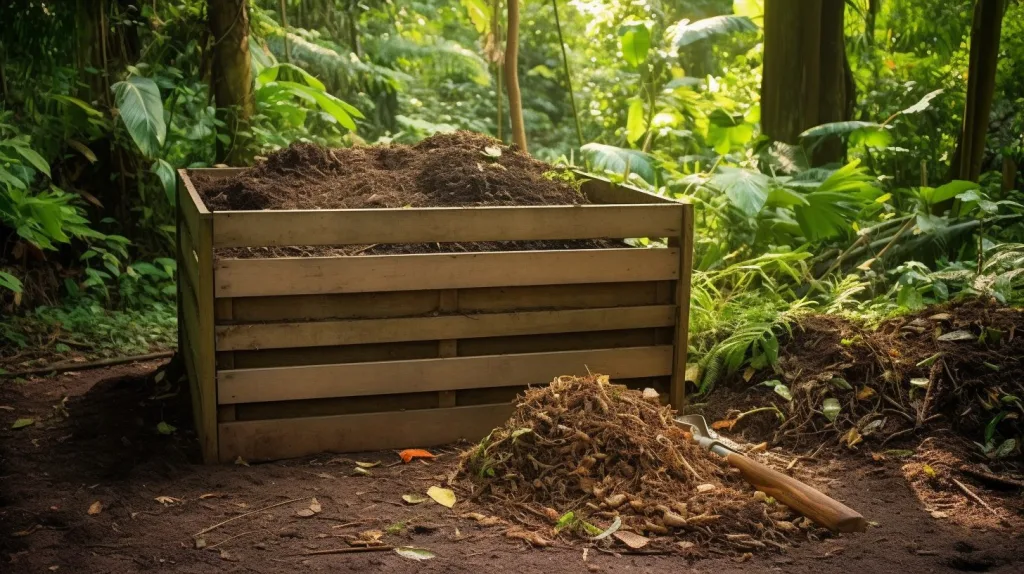 An off-grid compost bin made from scrap wood
