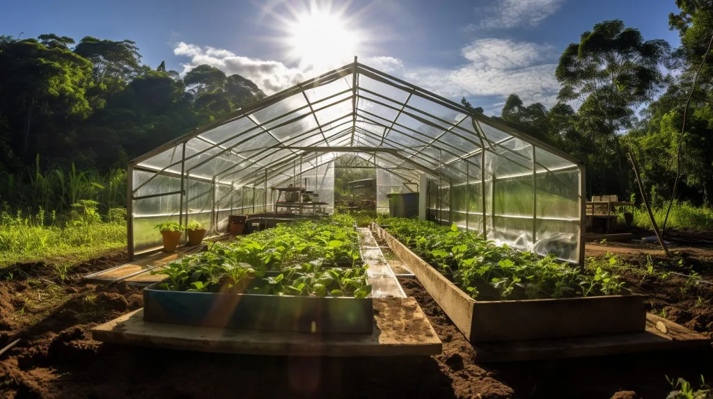 An off-grid greenhouse with fresh produce and lots of sunshine