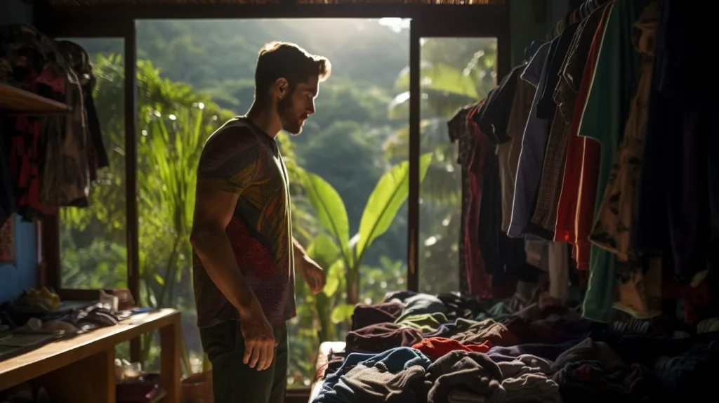 a man Building a Minimalist Closet at his off-grid home