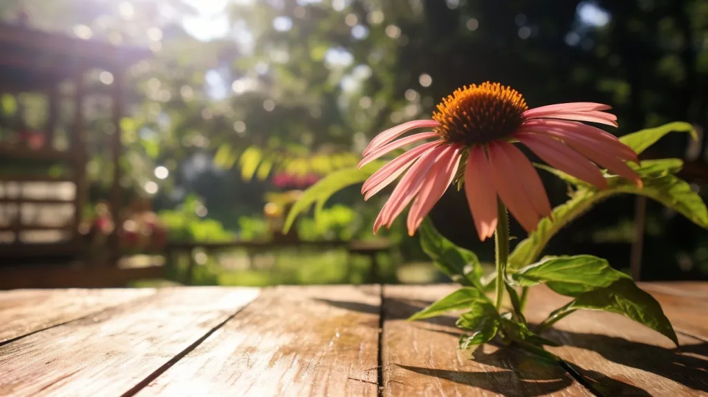 Echinacea on wooden table