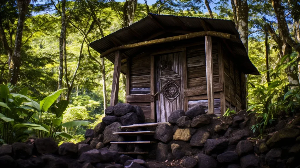 An off-grid outhouse in the jungle