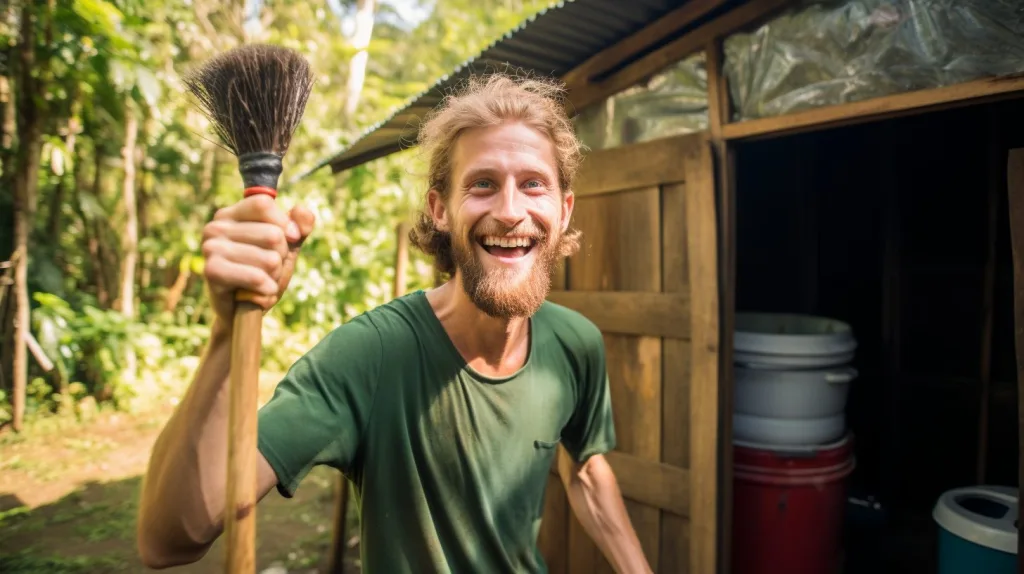 man happy about the fact that he is about to clean