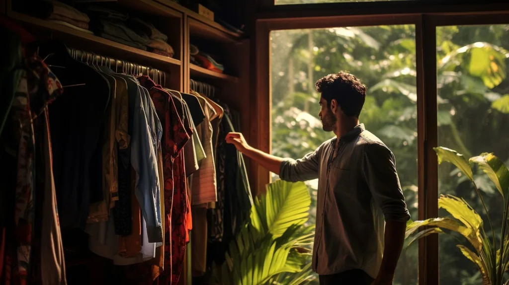 A man organizing essential Items for a Minimalist Wardrobe