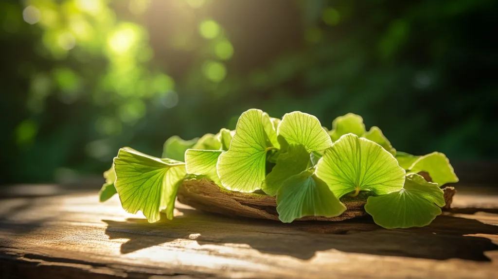 Ginkgo Biloba on wooden table
