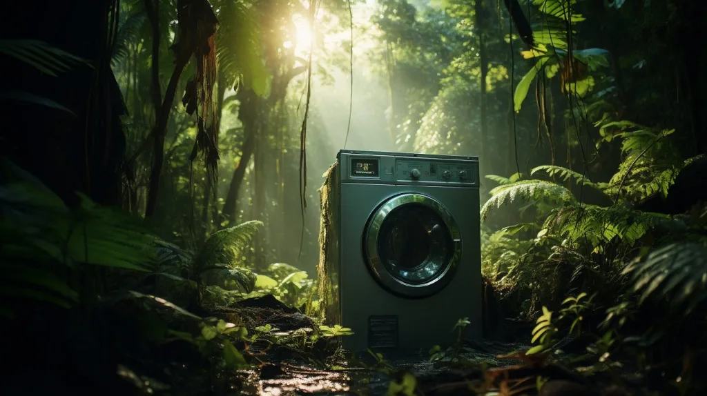 A washing machine abandoned in the jungle