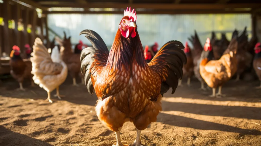 a rooster protecting the flock