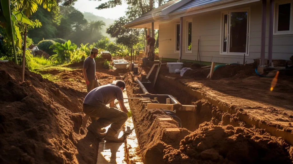 Laying down geothermal piping at a residential home in Costa Rica