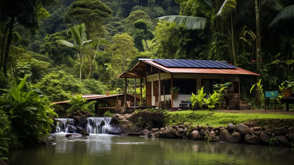 An off-grid home utilizing both solar and hydro renewable energy 