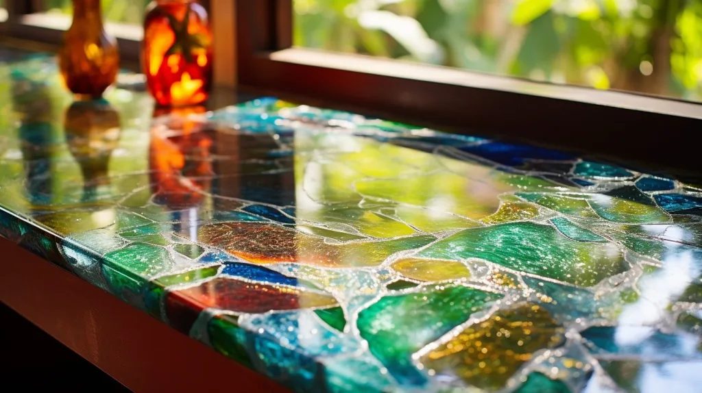 Recycled Glass counter top in the kitchen