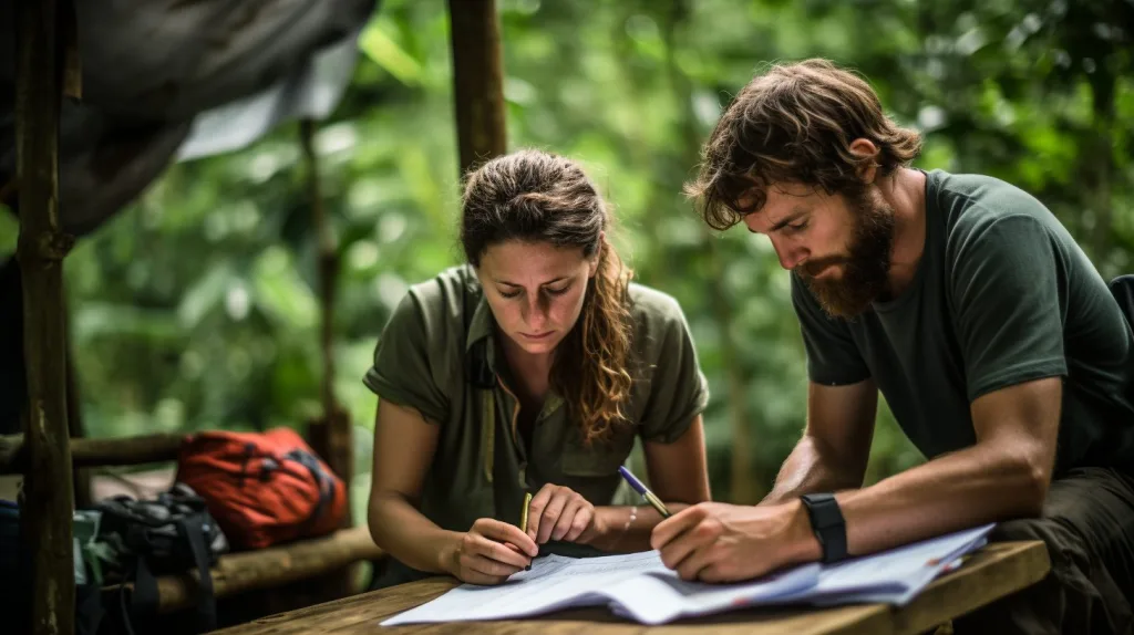 A couple outlining a list of medical supplies they need