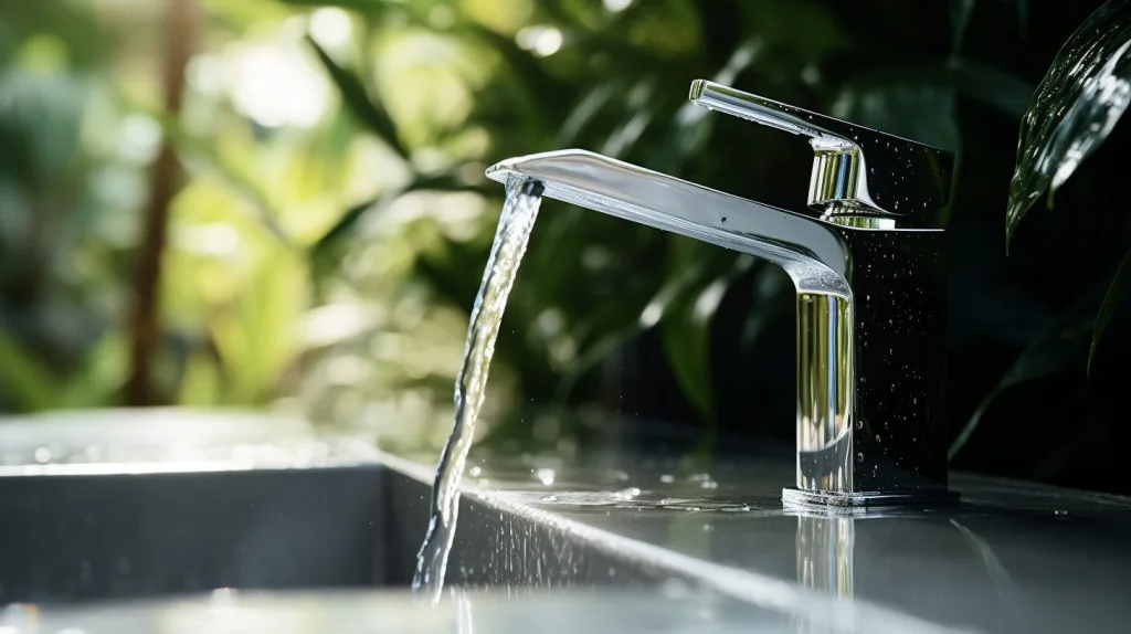 bathroom sink with running tap