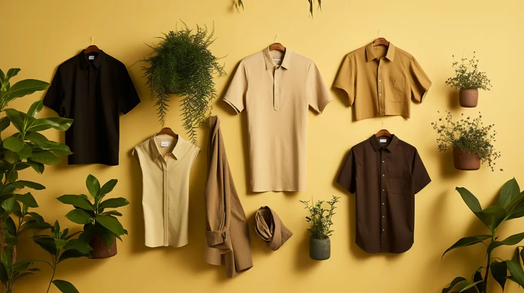 Photo of sustainable and minimalist wardrobe showcasing eco-friendly clothing items.
