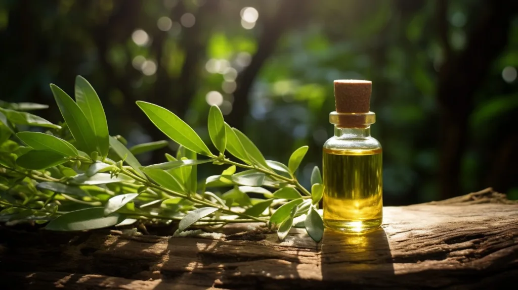 Tea Tree Essential Oil outside in the jungle