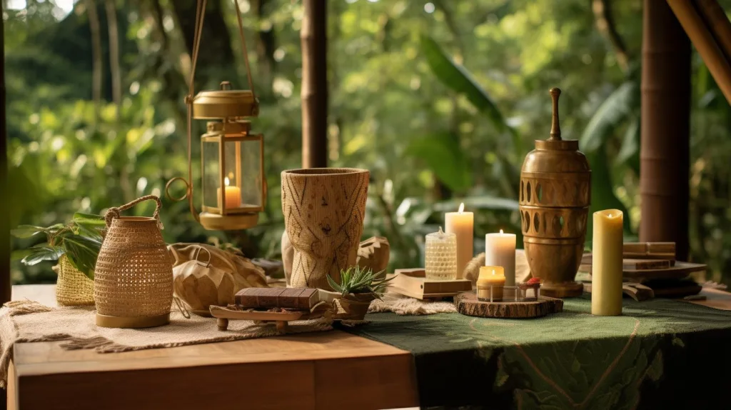selection of sustainable home goods outside on a wooden table