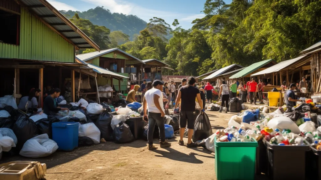 A rural off-grid community sorting out the local trash