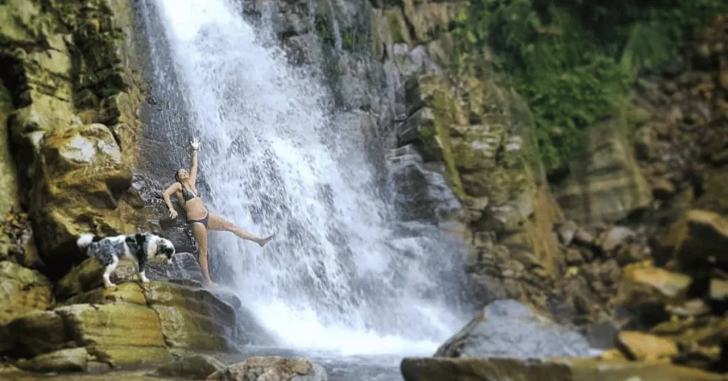 What is off the grid living? Amy and MJ enjoying a waterfall