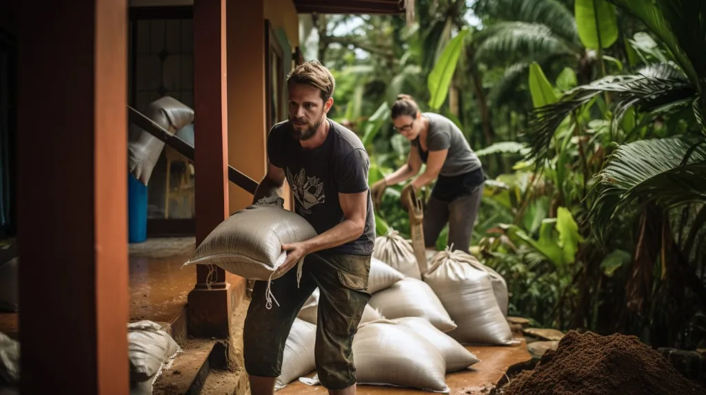 A couple prepping their home for a natural disaster