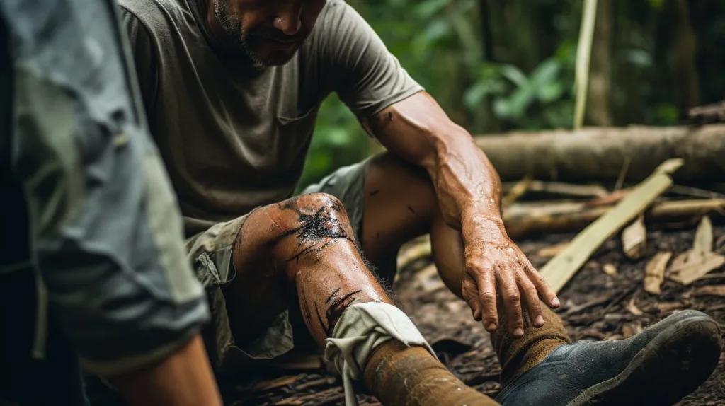 a man receiving first aid with no equipment