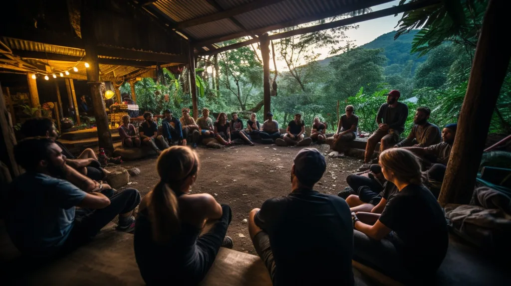 An off-grid community discussing preventive measures for natural disasters 