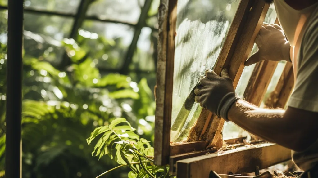 The construction of a greenhouse at a homestead