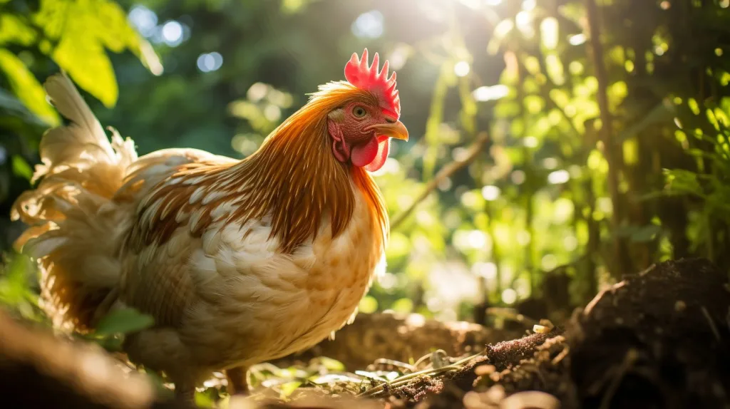 A hen basking in the sunlight