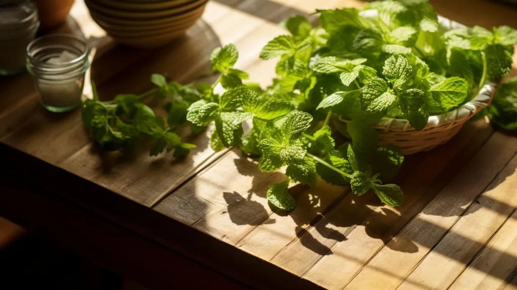 Lemon Balm herb on wooden table