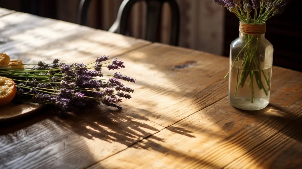 Lavender herb on wooden table