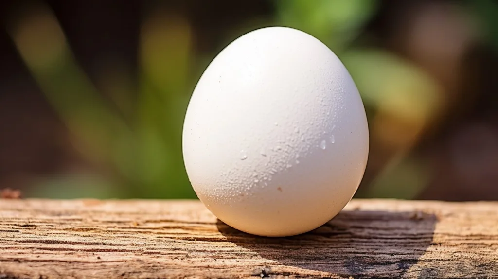 A freshly laid chicken egg