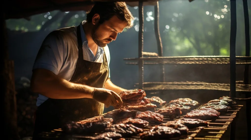 A man smoking meat at his homestead