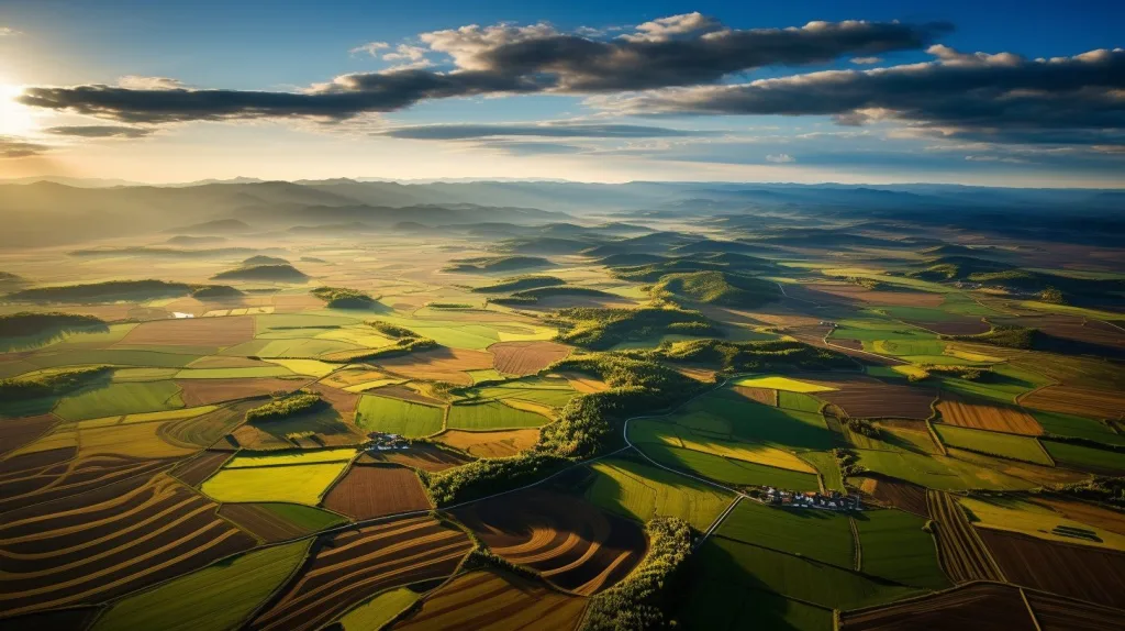 An aerial view of Regenerative agriculture on a modern scale