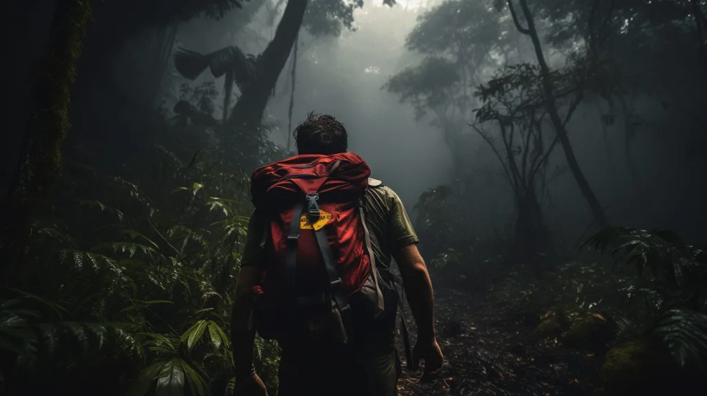 A lost hiker in the jungle