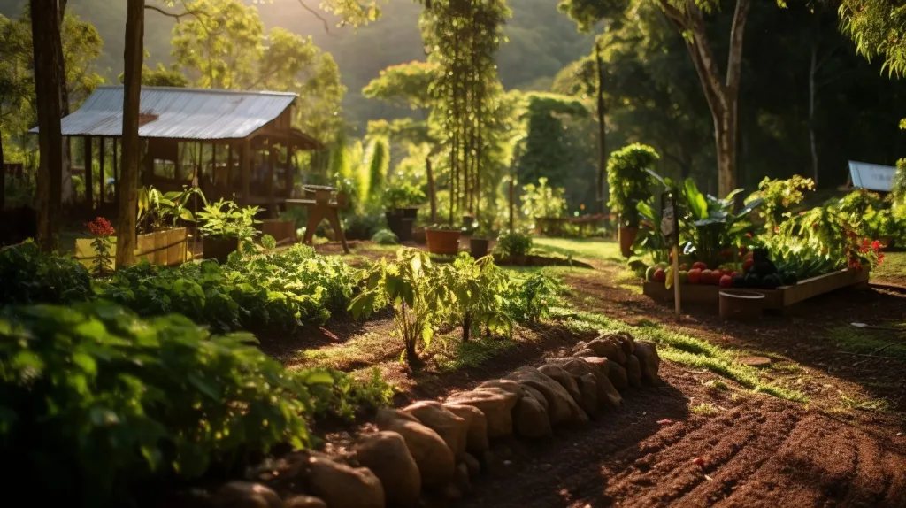 An off-grid property with a food forest