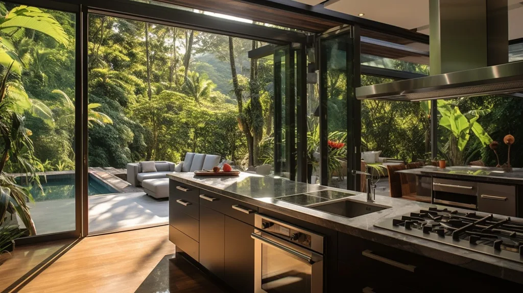 A modern off-grid kitchen with sustainable Energy-Efficient Appliances