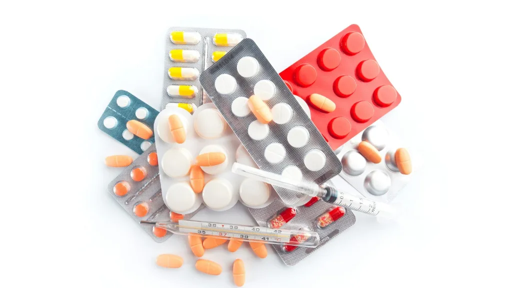 Various medications in their packaging