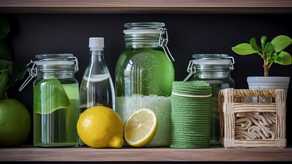 A collection of green cleaning supplies
