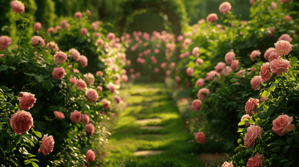 pink rose garden