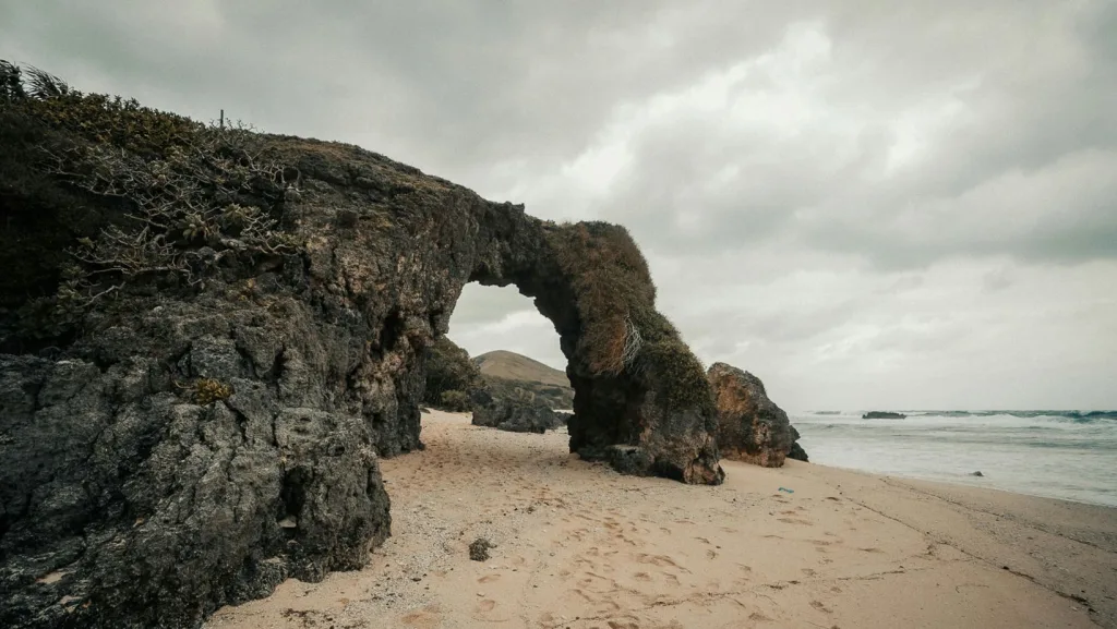 Beach with rock arch
