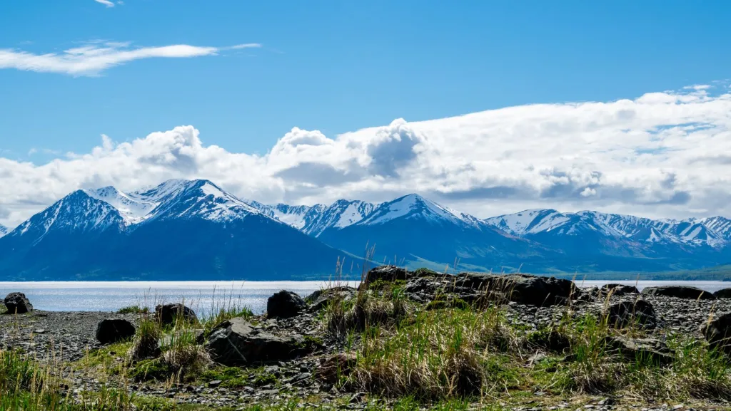 Turnagain Arm with mountain range in the Chugach State Park